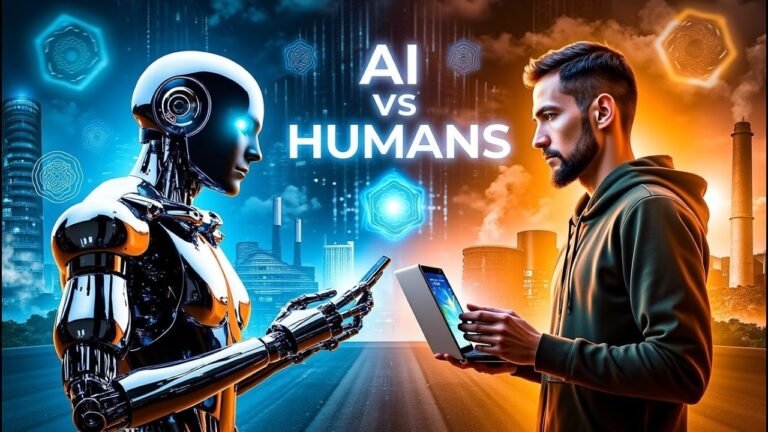 AI vs human thinking and artificial intelligence concept
